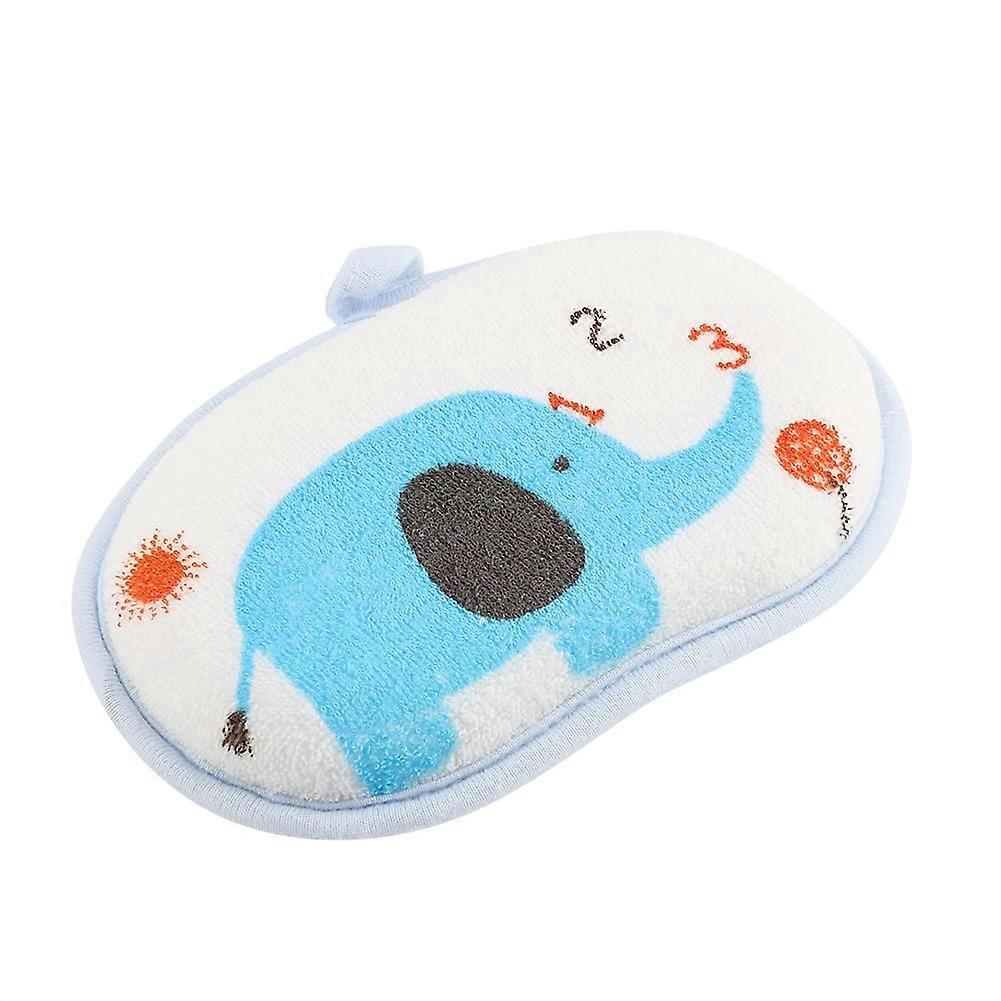 Baby Bath Sponge Soft Cotton with  Absorbent Core and Adorable Elephant Pattern Blue