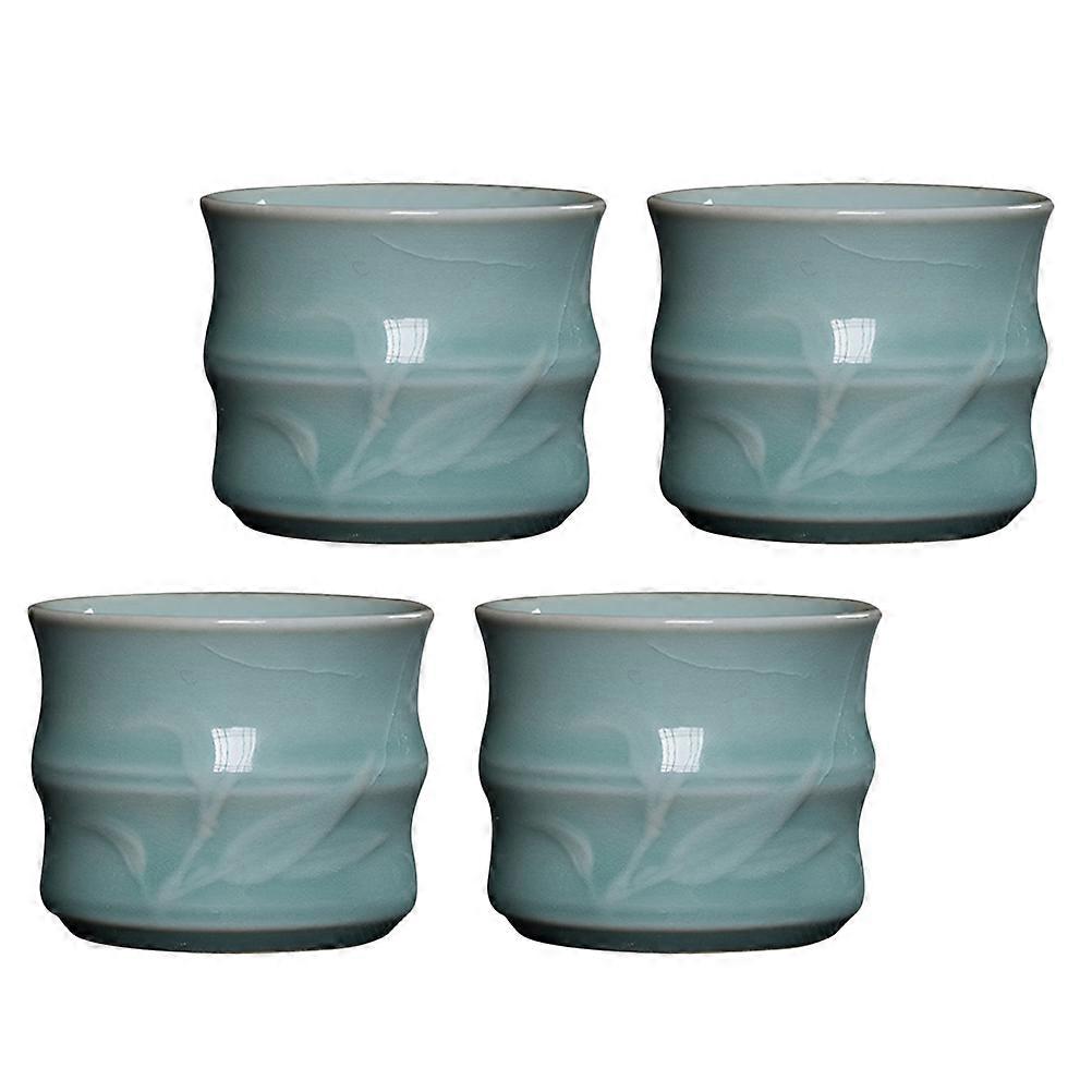 Decorative Tea Cup Ceramic Small Teacup Gift Giving Round Storage 4Pcs