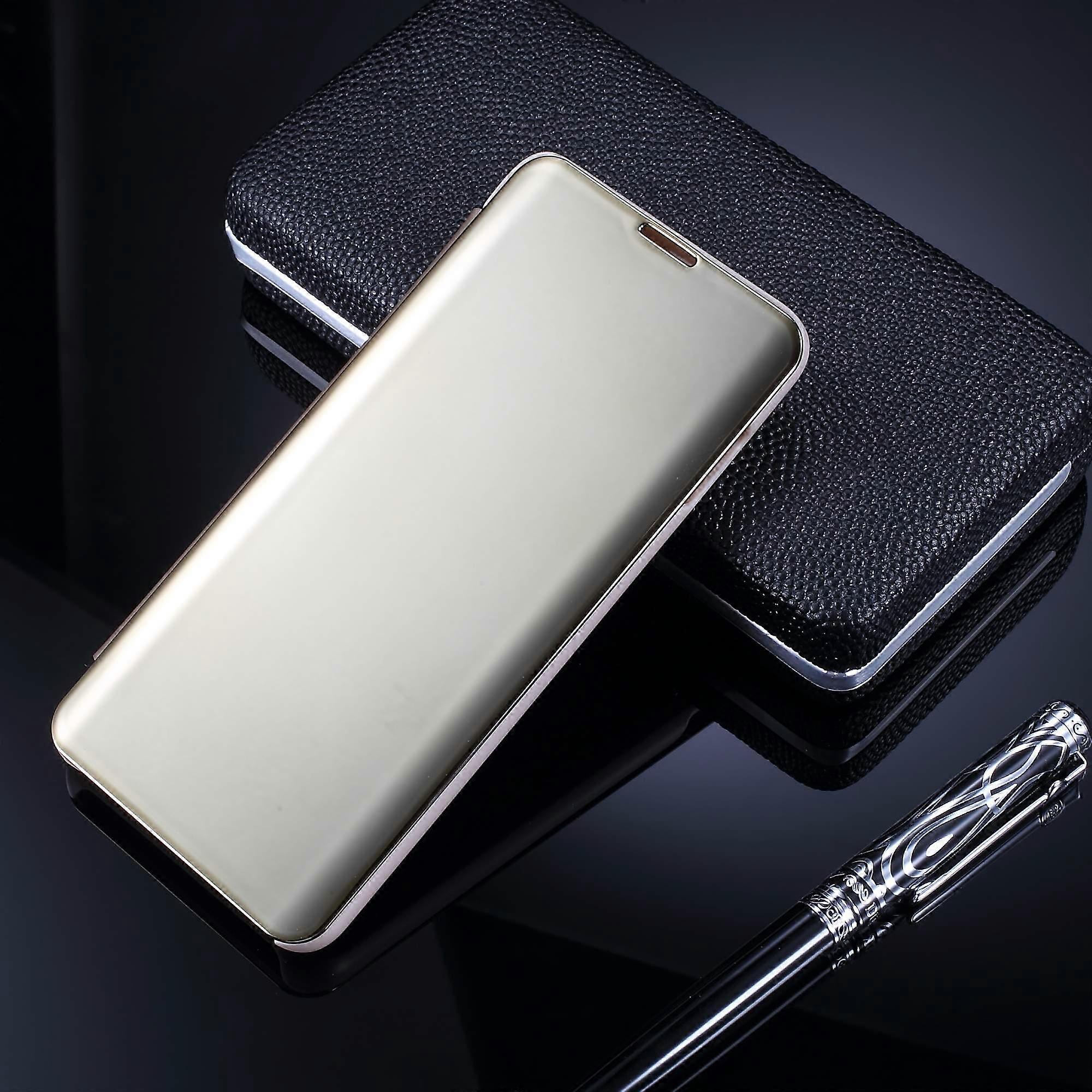Electroplating Mirror Surface View Window Leather Stand Casing for Samsung Galaxy S10 Plus