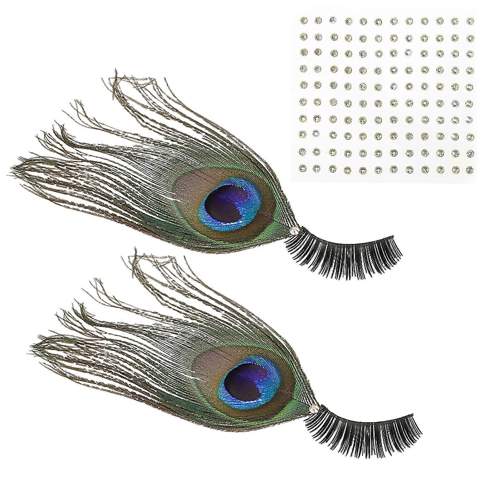 Peacock False Eyelashes for Performance 1Pair Multi Colored Extensions