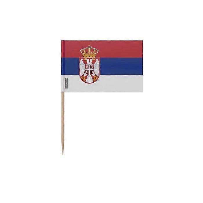 Toothpicks Serbian Flag - 10 cm - 100 pieces - Adhesive plastic - Bamboo stick - Pixelforma