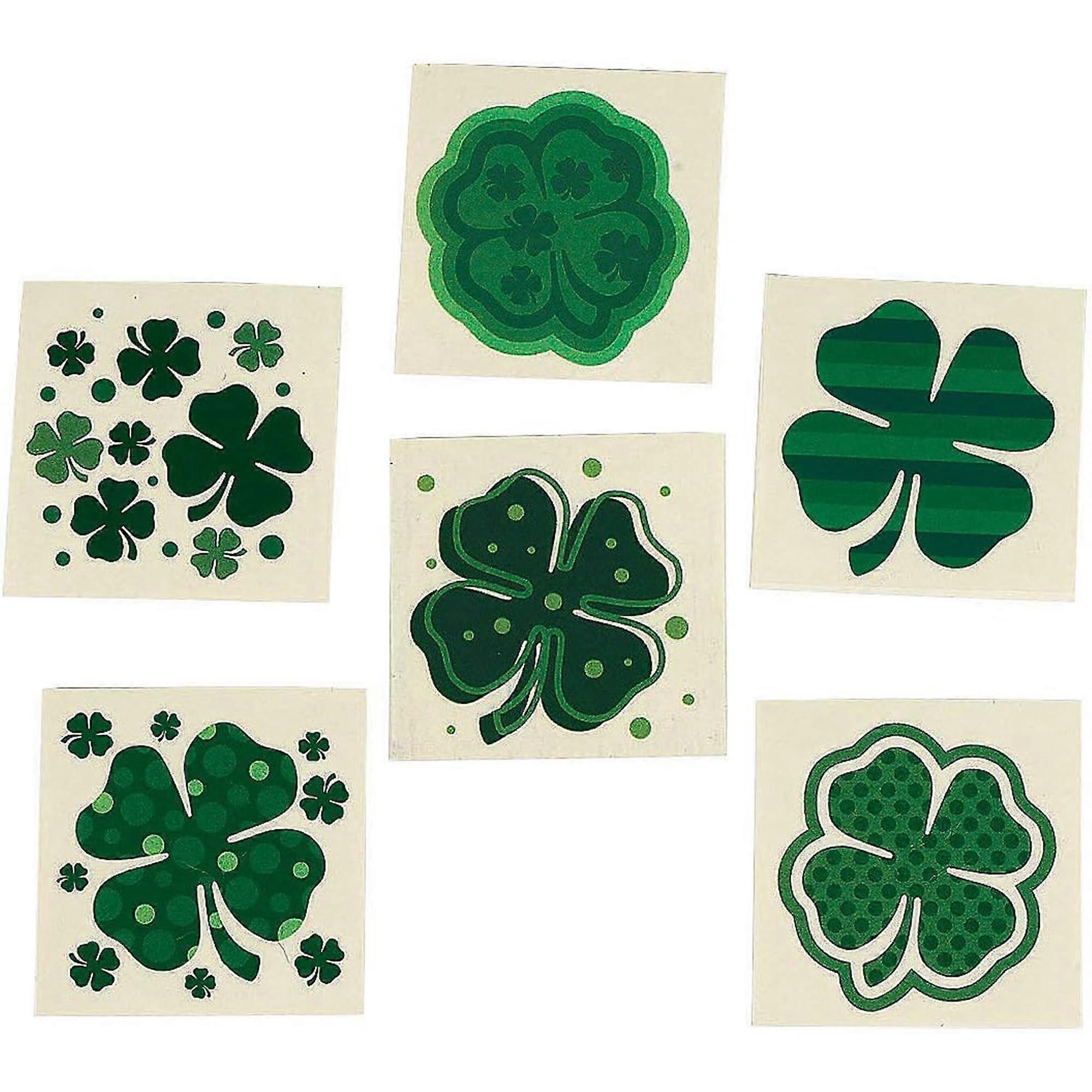 St Patrick's Day Temporary Tattoos 72 Pack Bulk Shamrock Assorted Festive Designs Easy Apply