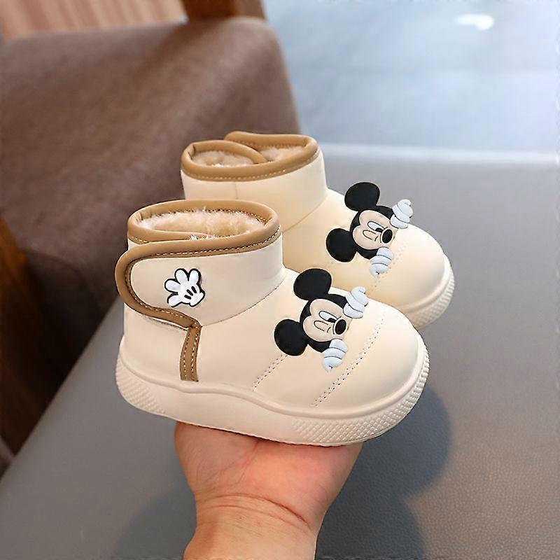 Mickey mouse cotton shoes Disney kids pu new winter first walkers plus fleece cotton boots girls toddler shoes boys casual shoes
