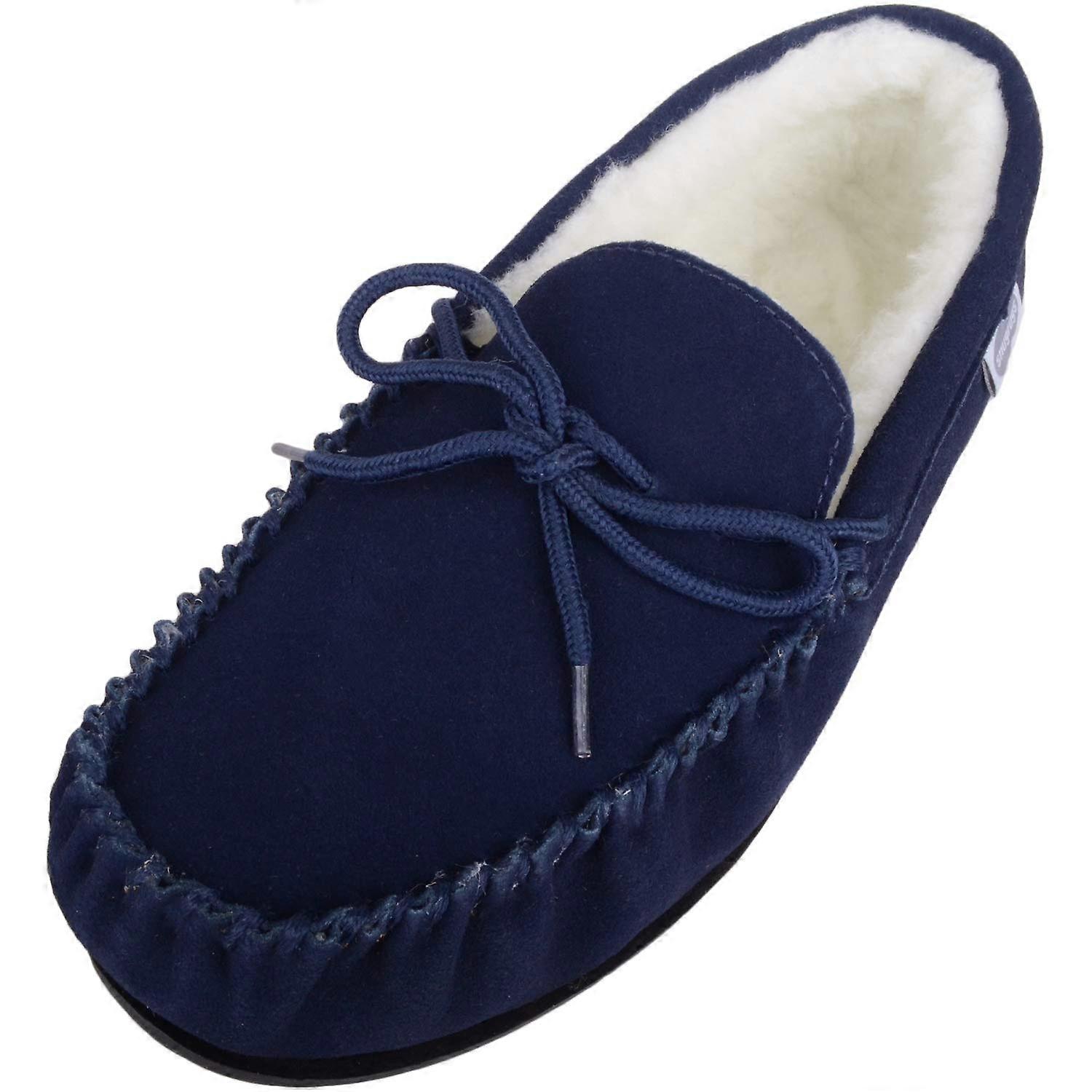 SnugRugs Monty, Suede Wool Moccasins with Rubber Sole