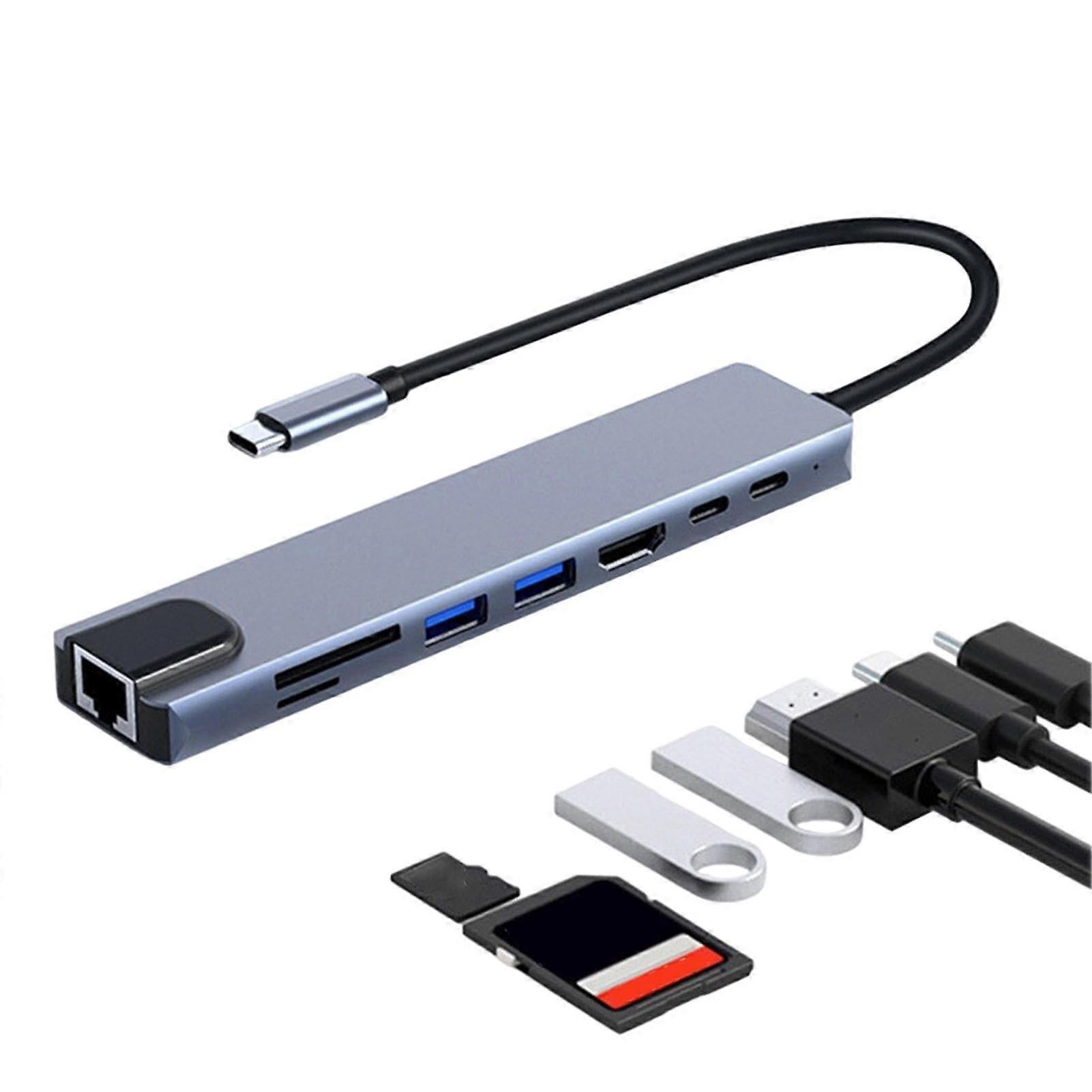 USB C Hub 8in1 Multiport Docking Station with 4K HDMI, Ethernet, Fast Charging, Speed Data