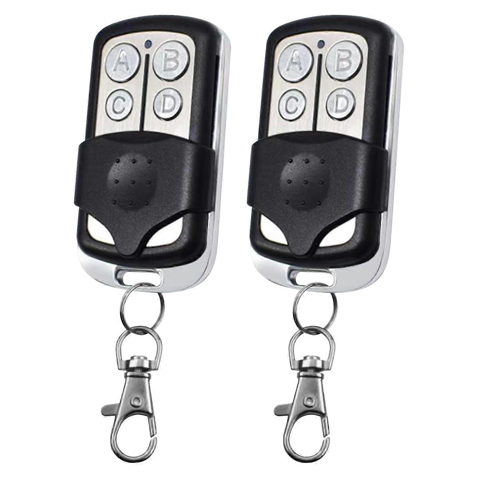 2pcs 433MHz Garage Door Remote and Gate Opener Key Fob, Long Range Easy Code Copy Keychain