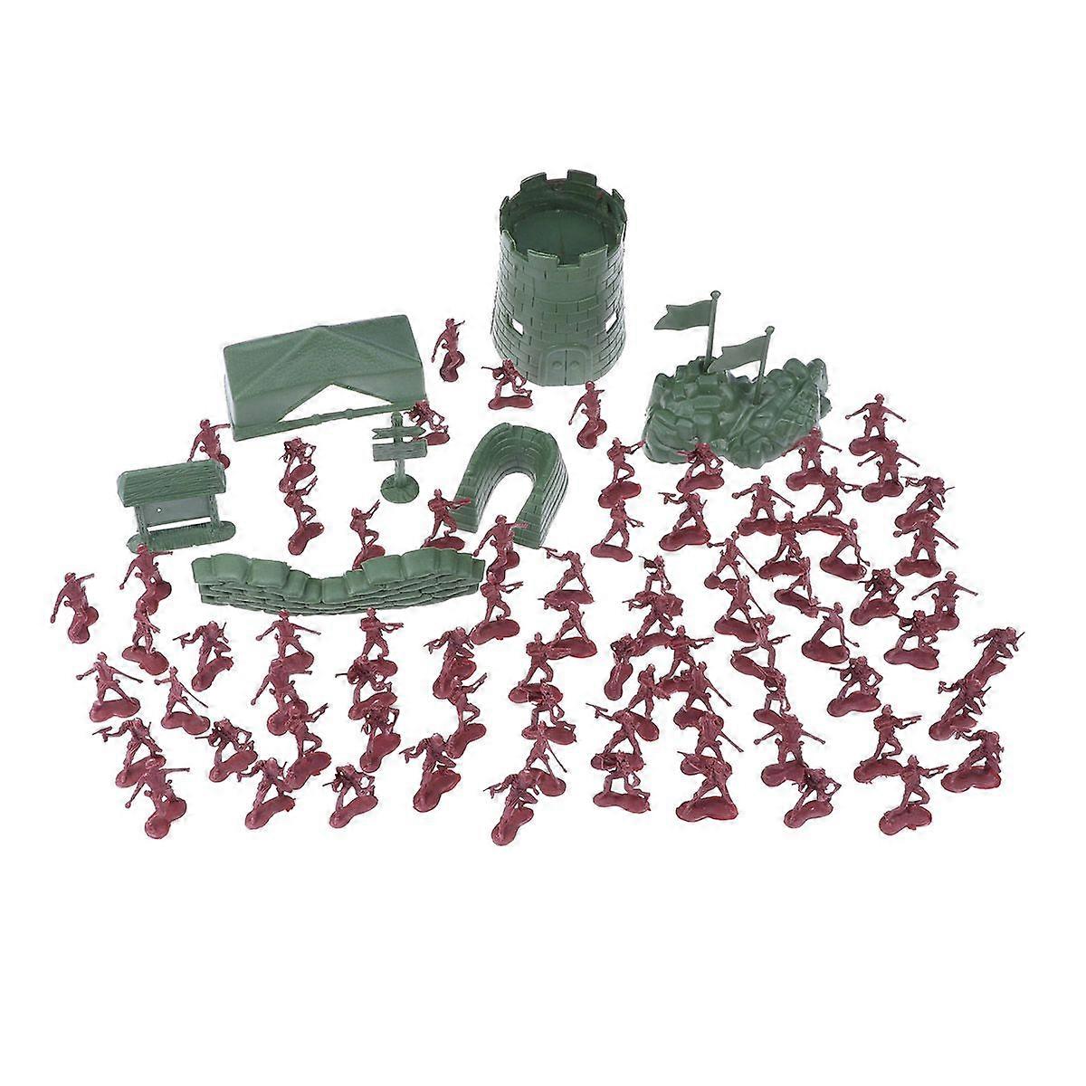 100pcs Military Plastic Soldier Model Toy Men Figures Accessories Kit Decor Play Set