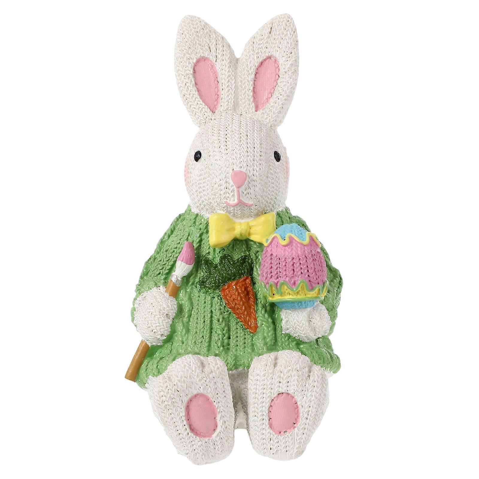 1pc Easter Rabbit Ornament Weaving Effect Resin Rabbit Room Layout Decor