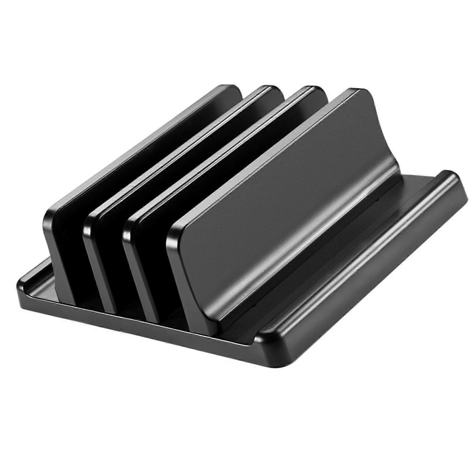 Vertical Laptop Stand with Automatic Clamping and Phone Holder, Adjustable Dock for Desk and Tablets