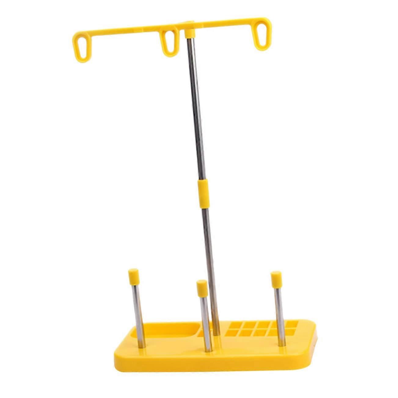 Metal Thread Stand for Sewing Machine – Adjustable Spool Holder with Tangle Feed, Yellow