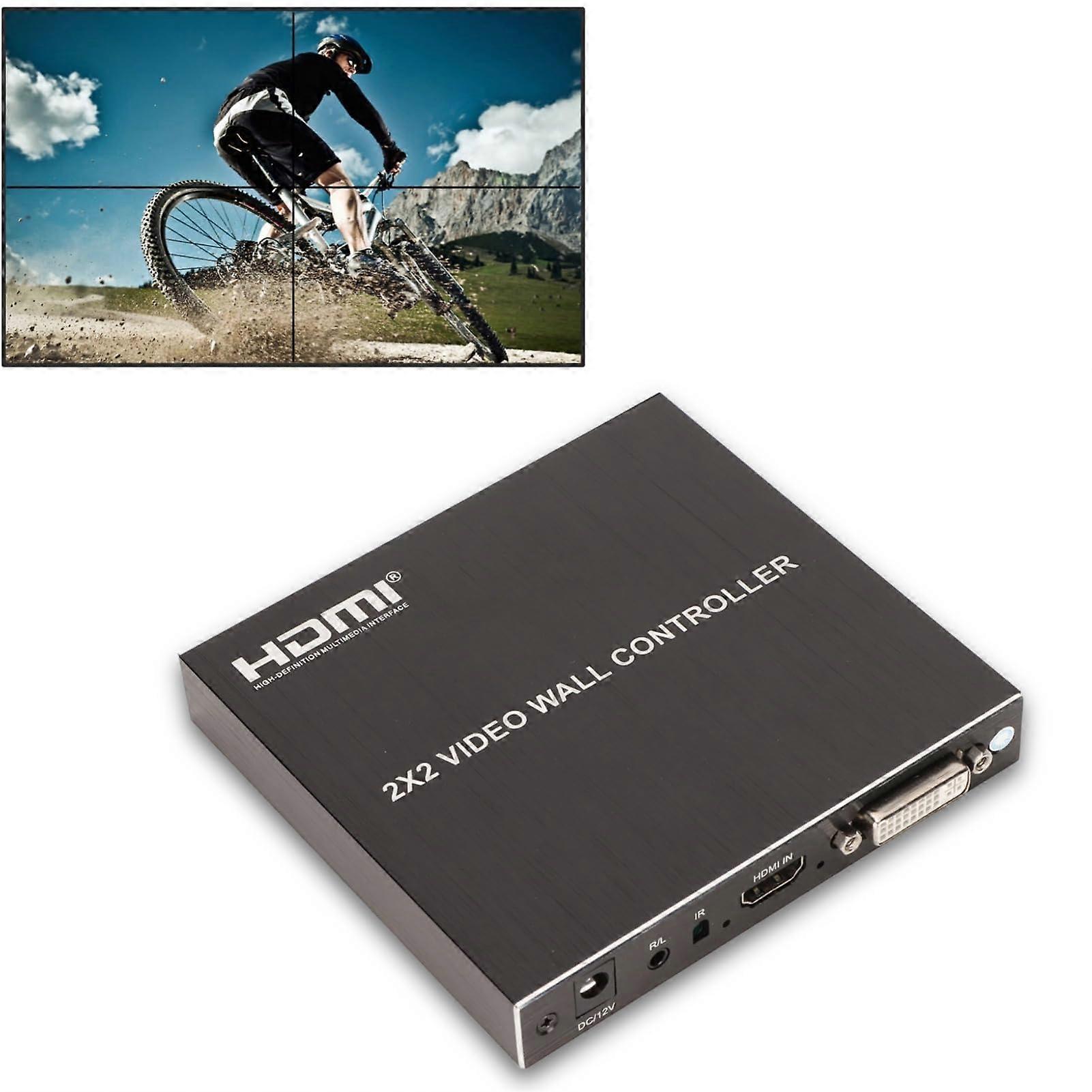 2x2 HDMI Video Wall Controller 4K, Ultra HD 4 Channel Processor with 180° Rotation and Remote Control