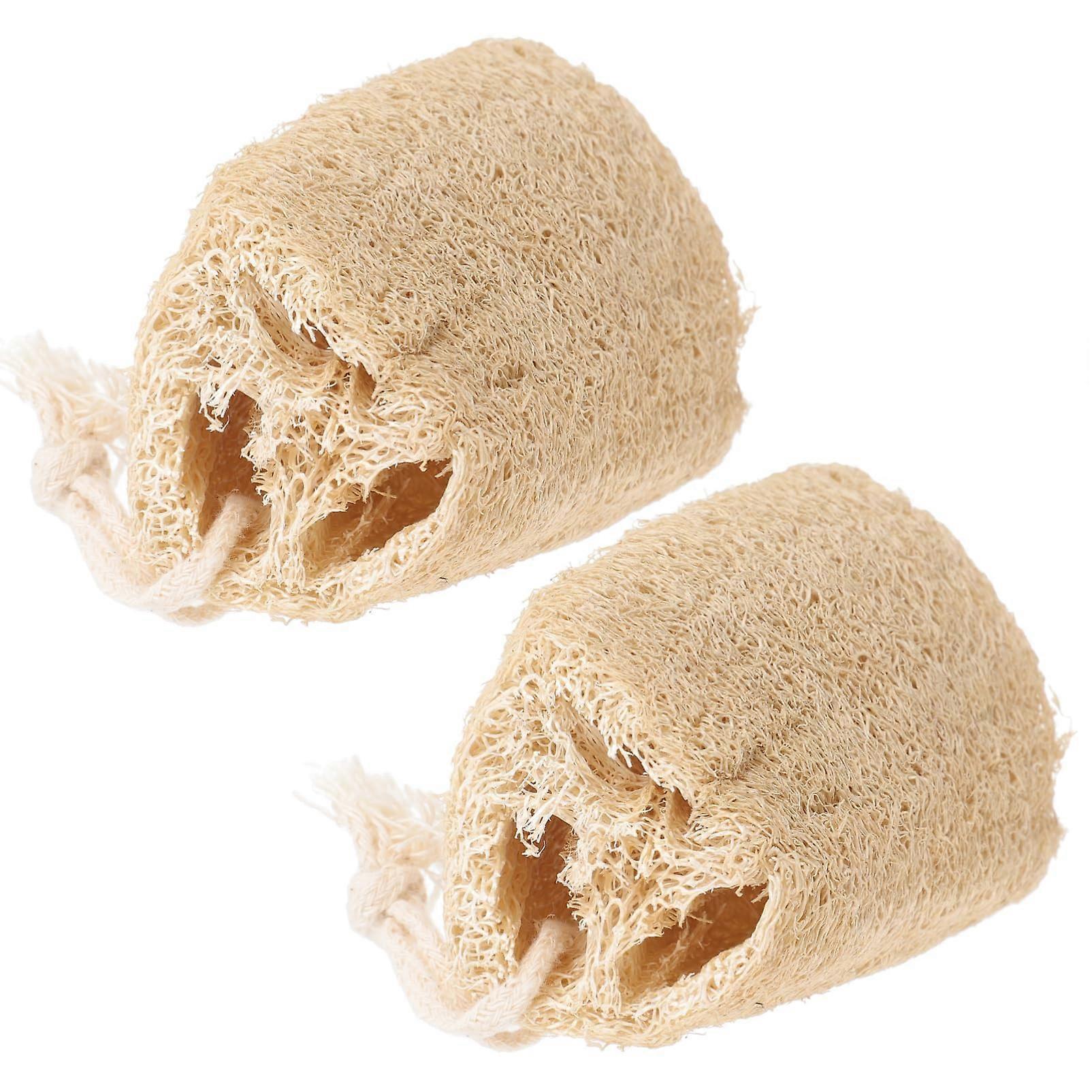 2Pcs Natural Loofah Sponge Set, Biodegradable NonScratch Kitchen Scrubber for Pots and Cups