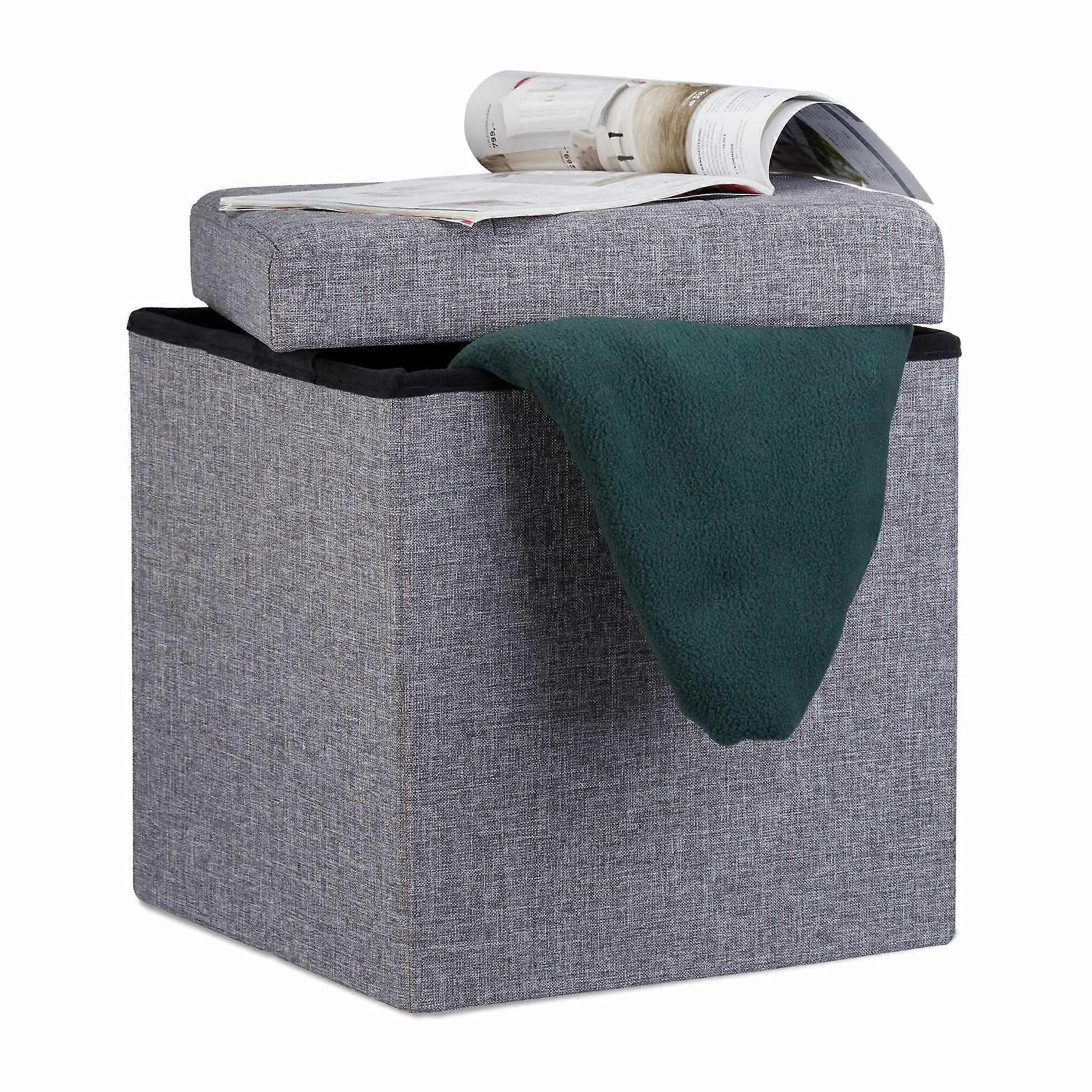 Foldable stool with linen storage