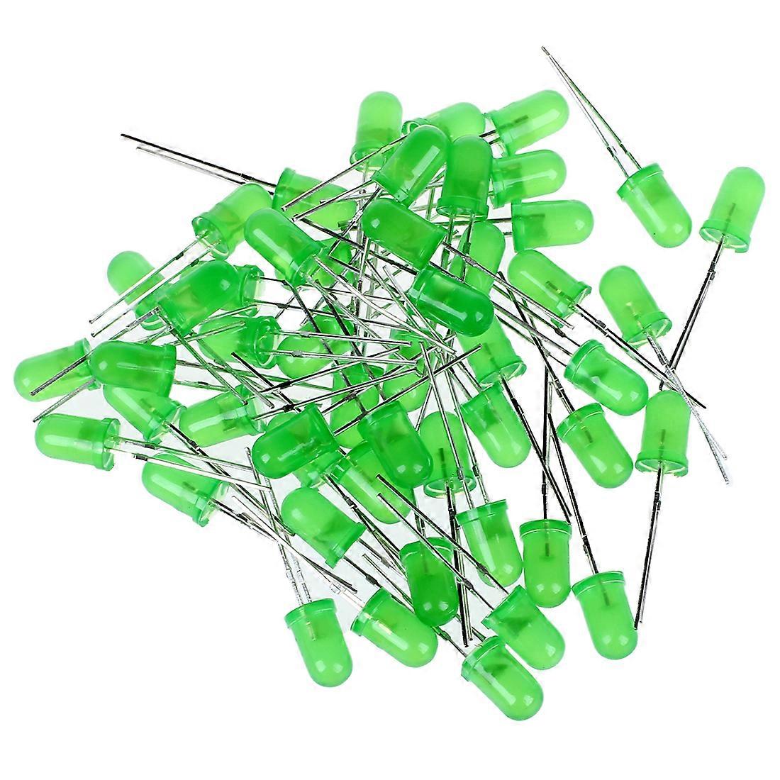 50 Pcs 5mm Round Head Green LED Light Emitting Diodes