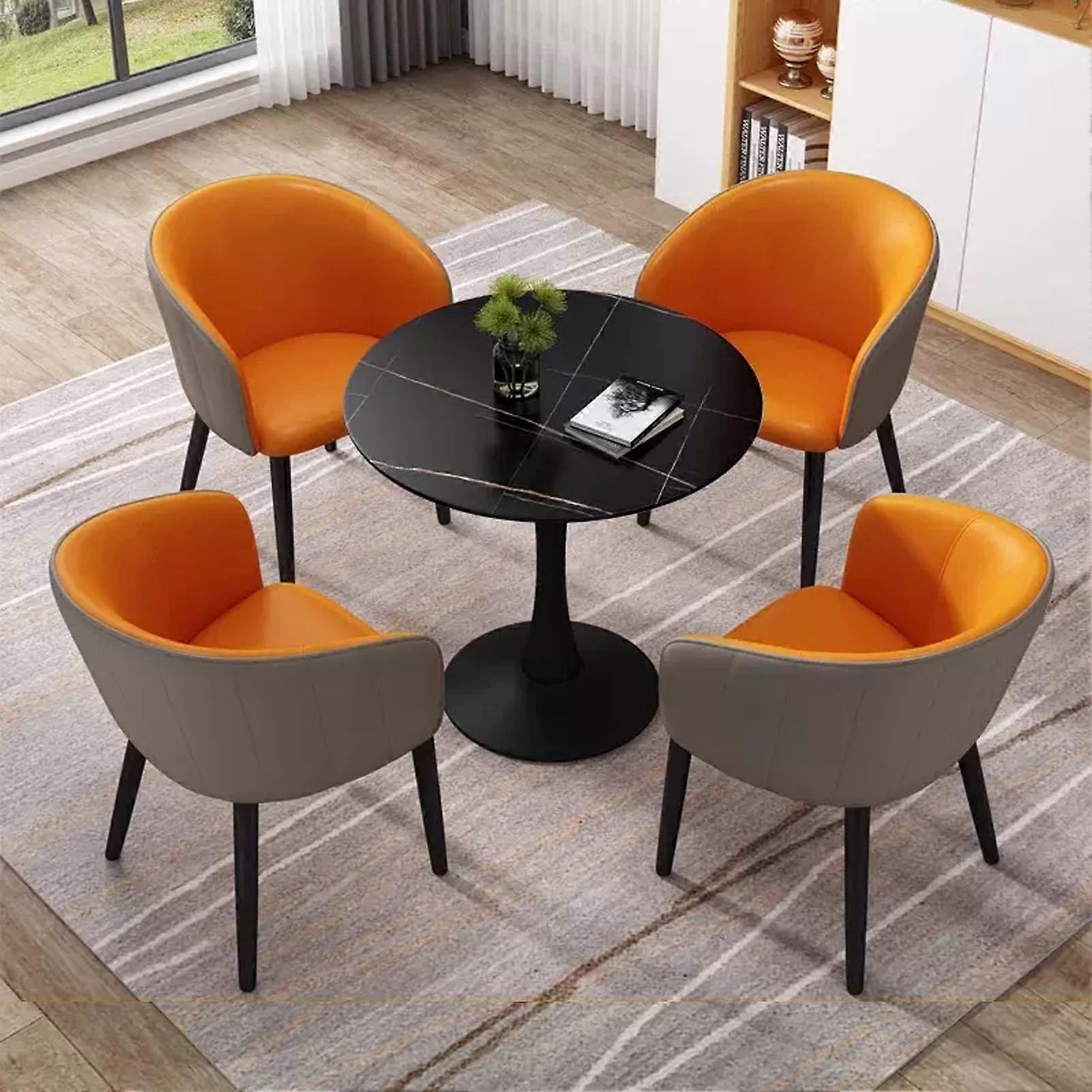 Office Table and Chair Set with Orange Multiuse Compact Design for Conference, Reception, Dining