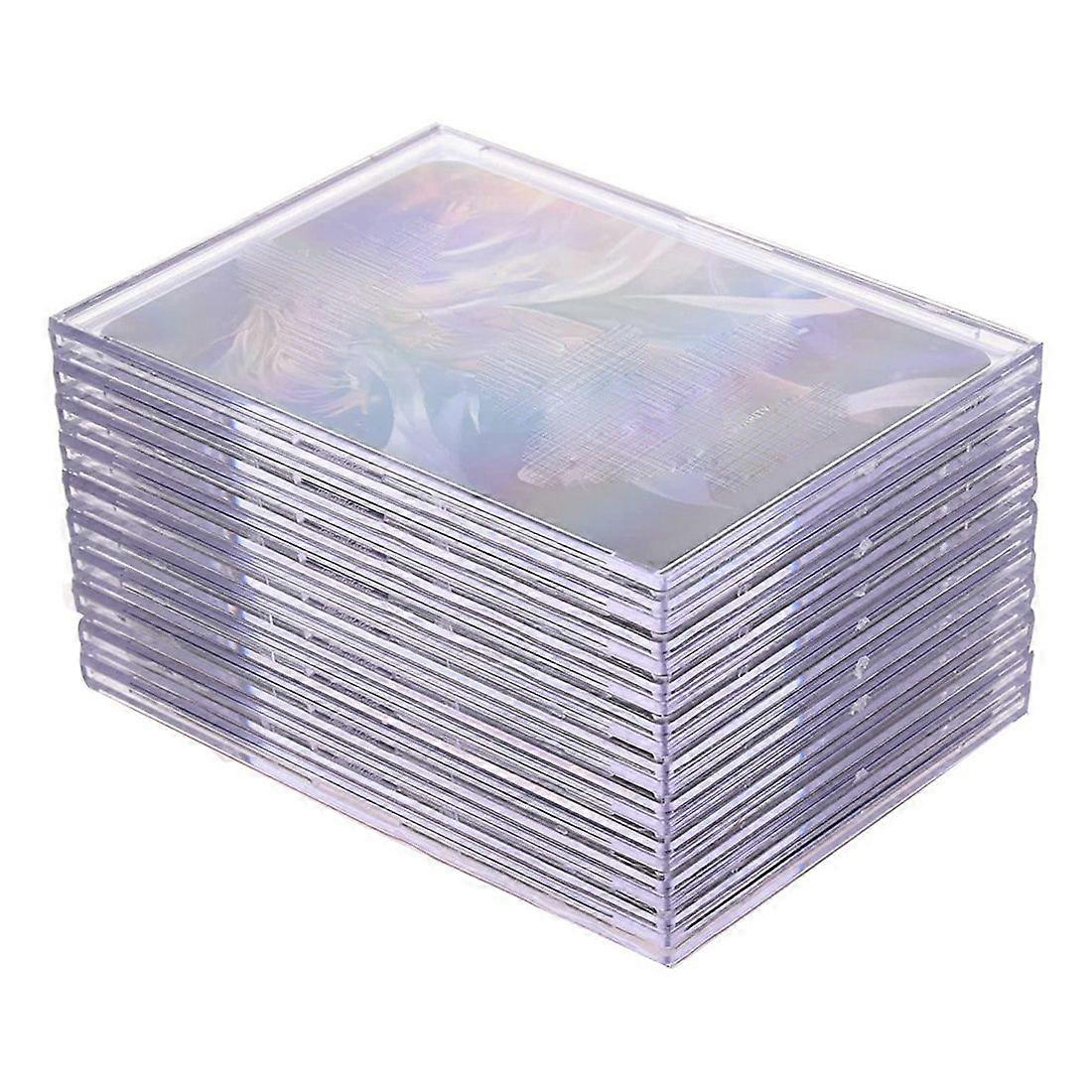 10 Hard Plastic Card Protector Clear Card Brick + 2 Display Stand