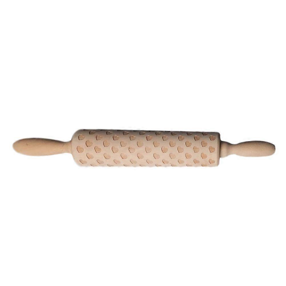 Rolling Printing Wooden Pin for Baking Use 2Pcs with Love Pattern