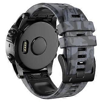 22mm Gray Silicone Sports Watch Strap Camouflage Replacement Band for Garmin Fenix Smartwatch