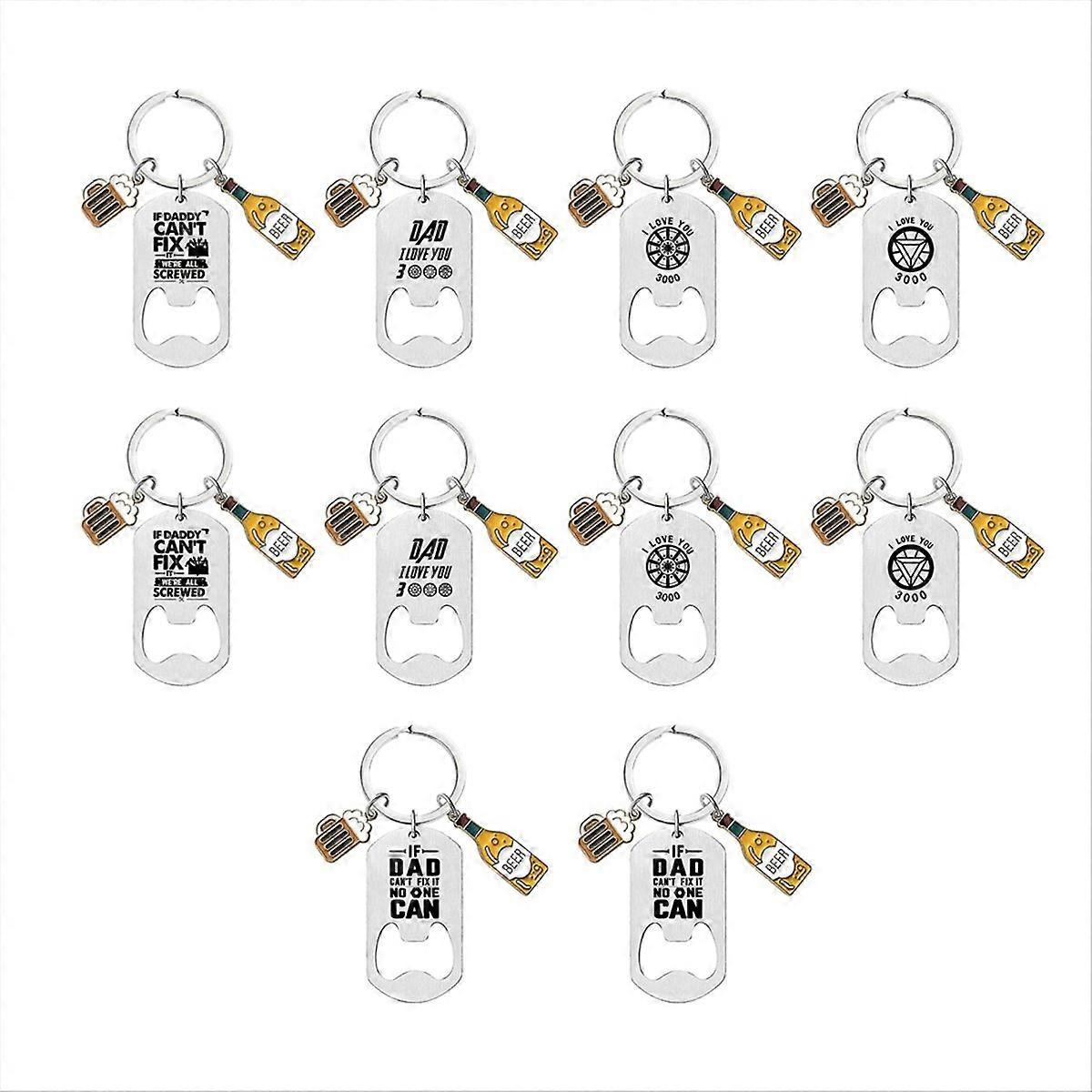 10pcs Carved Key Chains, Bottle Openers