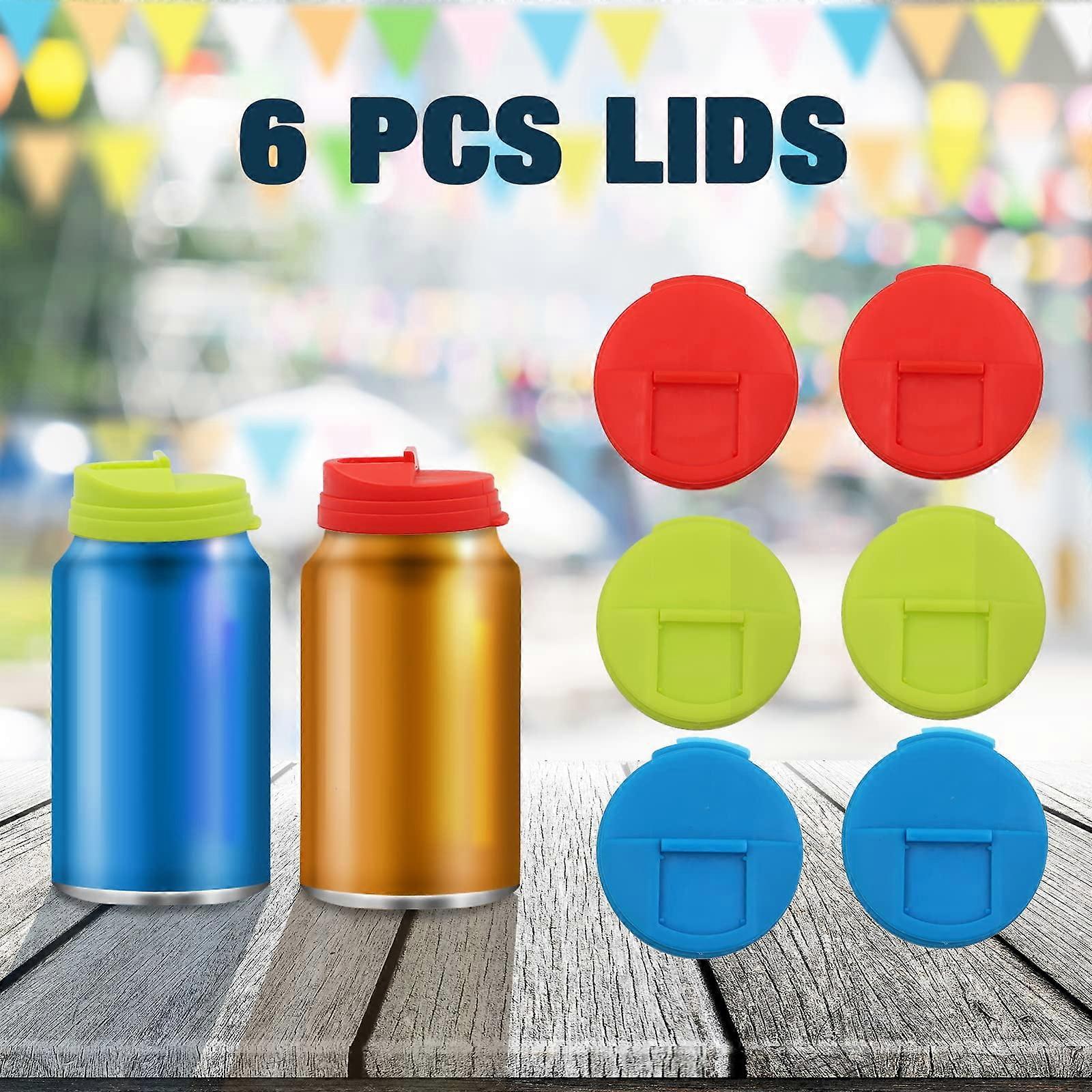 6-Pack Reusable Plastic Soda Can Covers, Compatible with Standard Cans