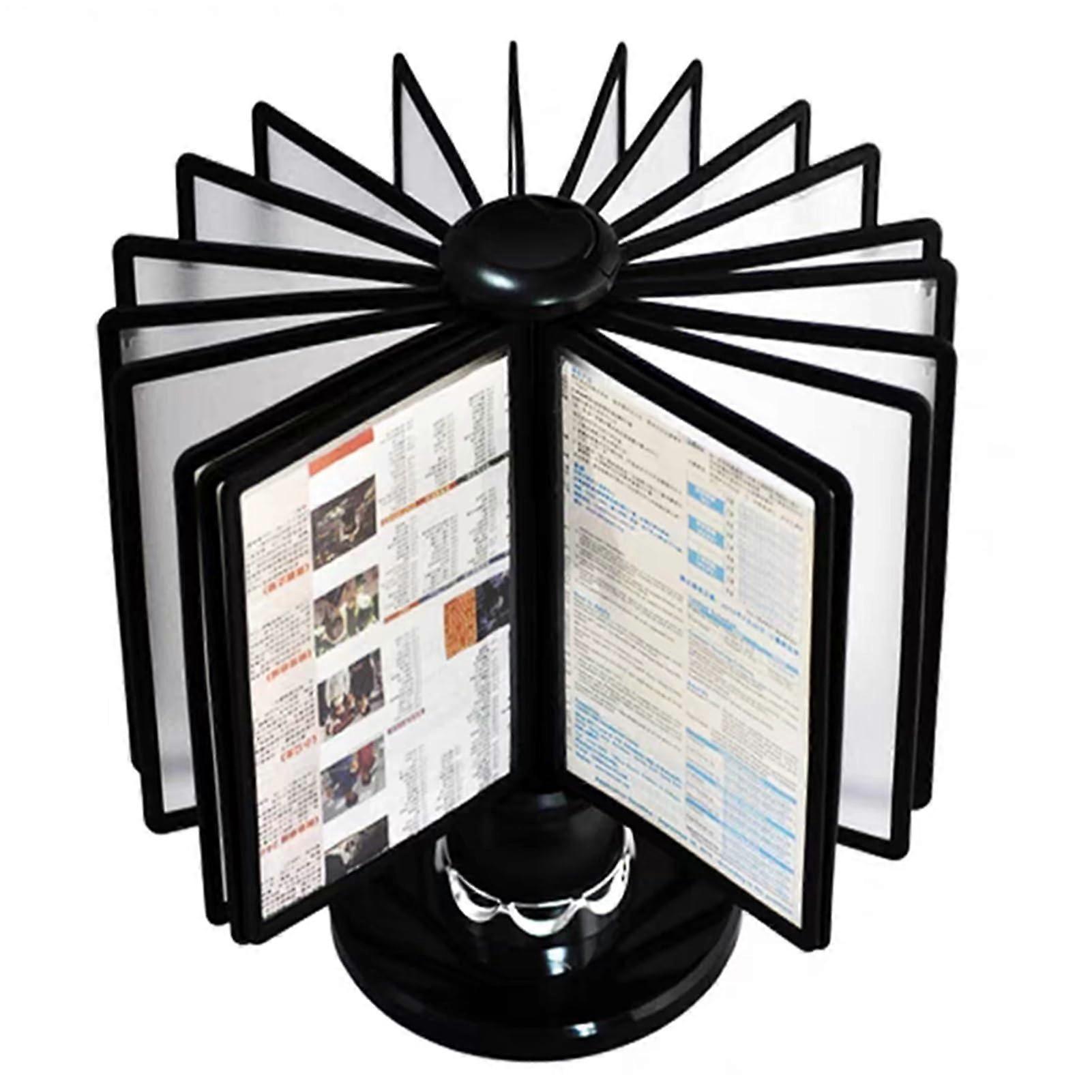 Desktop Reference System with 20 DoubleSided Panels, 360° Rotating A4 Catalog Display Rack