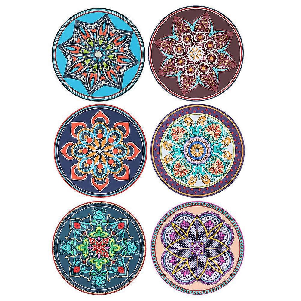 Mandala Silicone Coaster for Cups 6Pcs Creative Dining Table Insulation Mats