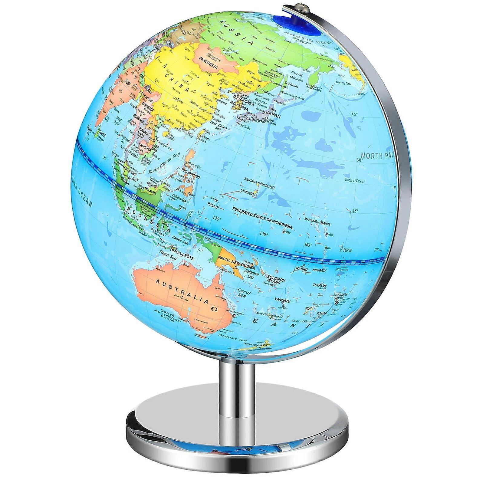 Illuminated Interactive World Globe with Stand, Writable Surface and Audio Guidance for Kids Learning
