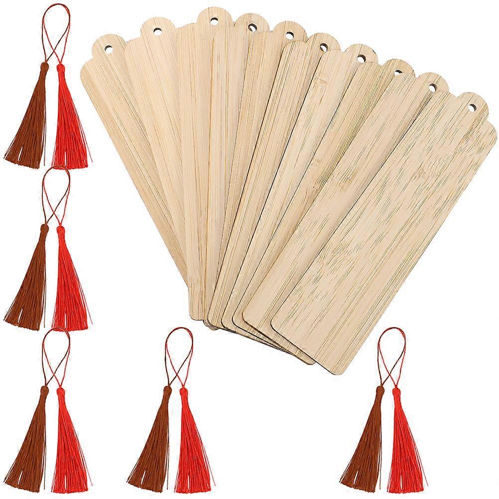 Light Brown Bamboo Bookmarks for DIY Projects 1Set with Tassel