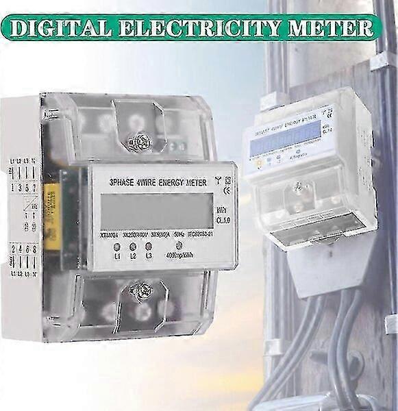 Three-phase electricity meter, 7 + 1 digital LCD screen, thickened copper connection