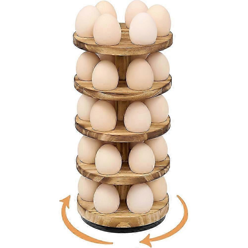 Wooden Egg Rack Countertop, 5-Layer Rotating Pine Egg Rack, Stackable Egg Rack, Disassembled and Shipped Egg Rack