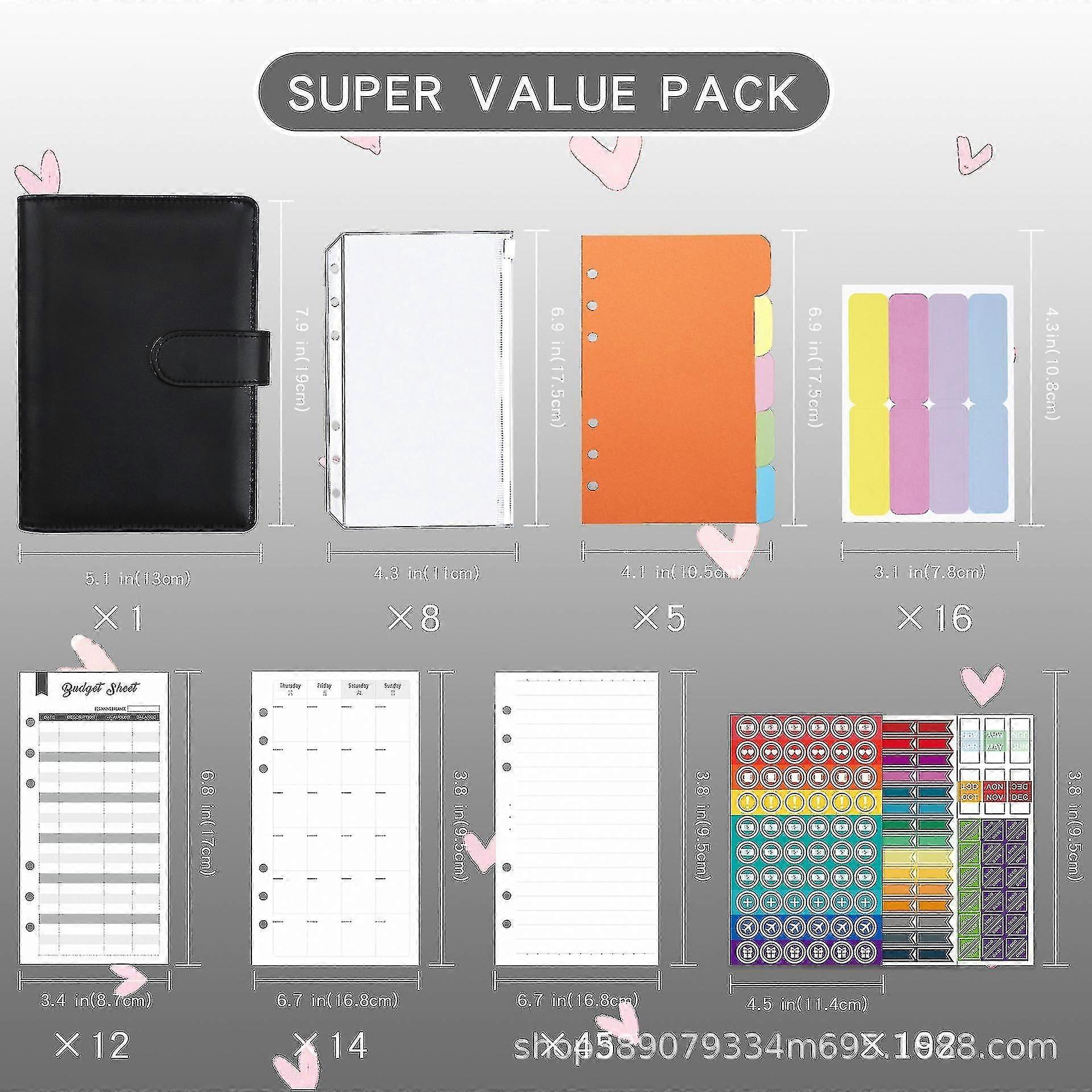 A6 Buget Binder Fermoar Pu Plicuri din piele