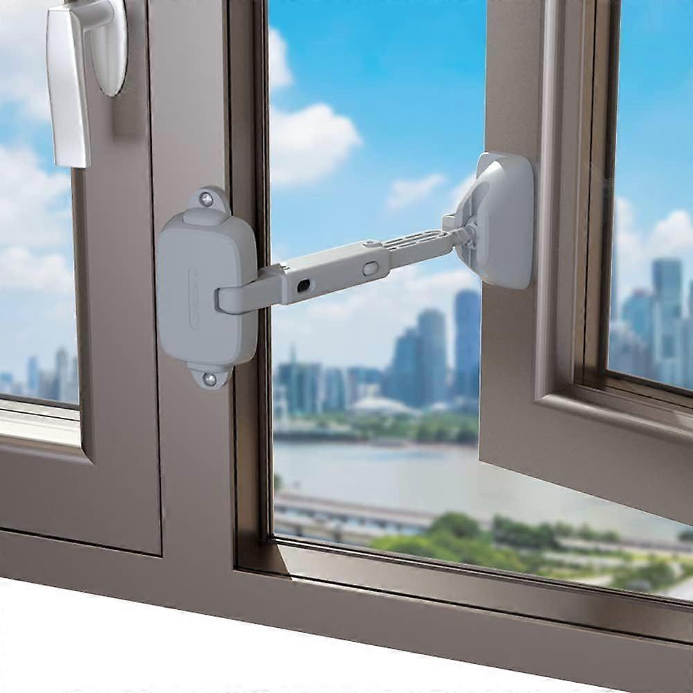 Baby window safety lock, childproof window restrictor, adjustable locking latch for frames (Grey, 1 Piece)
