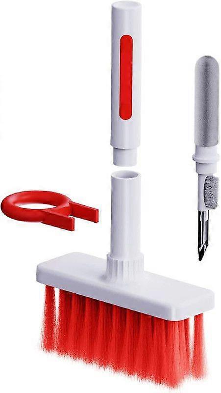 5 -in -1 multi -function keyboard Bluetooth headset dust cleaning brushwhite red)