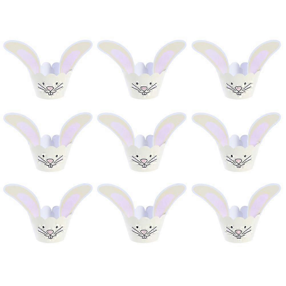 Light Yellow Rabbit Ear Cake Wrappers for Party Decorations, 48 Pieces