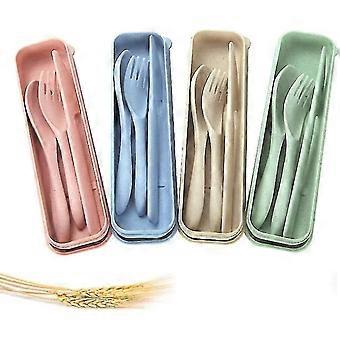 4-piece Portable Cutlery, Wheat Straw Cutlery, Spoon Cutlery Set, Suitable For Children And Adults Travel Picnic Camping-Useful