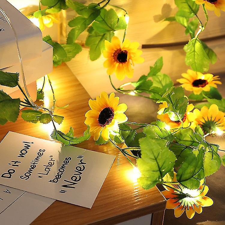 20 led keinotekoinen auringonkukka Garland String Valot Vine Kupari Sisustus Akku powered (ilman akkua)