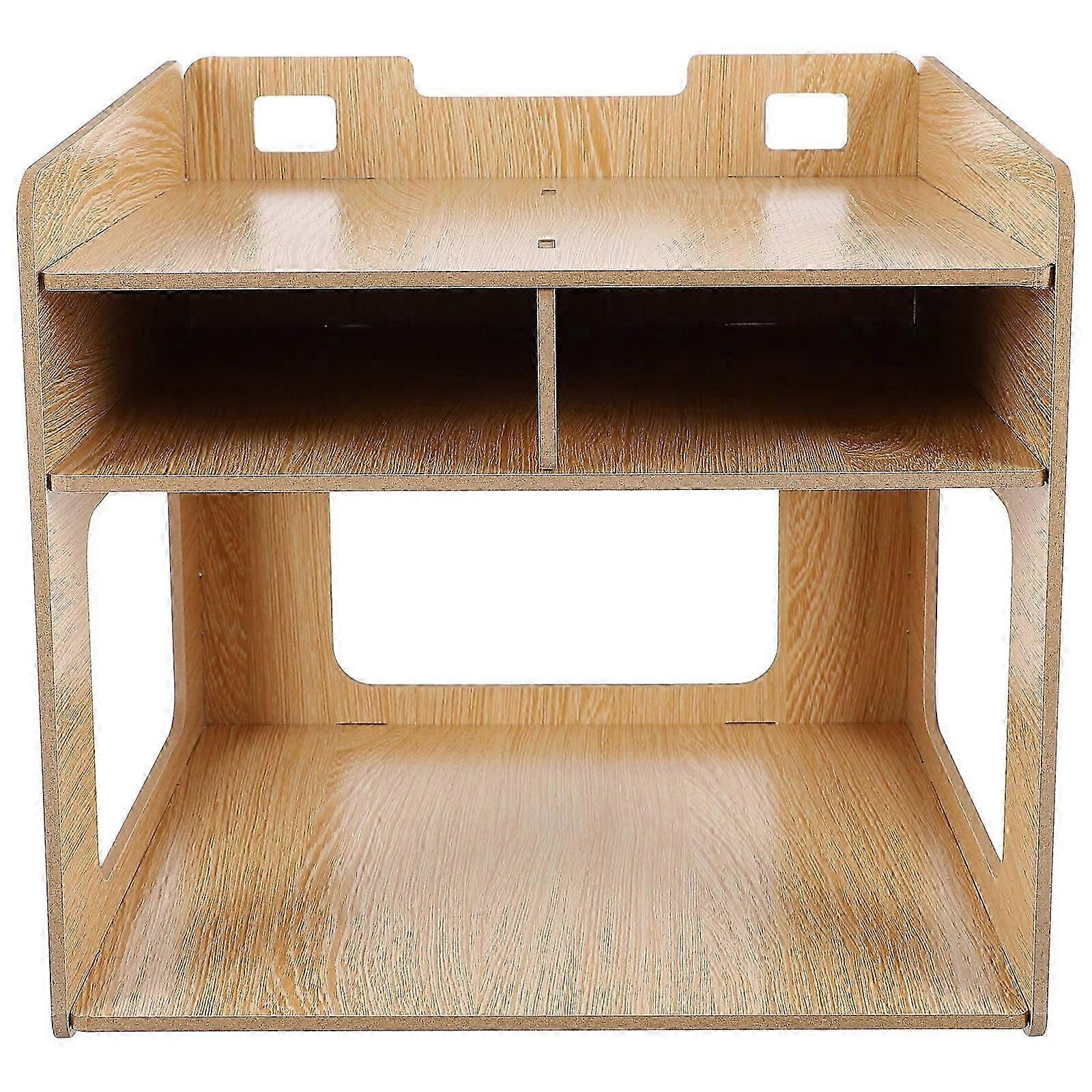 Multi-Layer Storage Rack Wooden Desktop Printer Stand for Office Organization