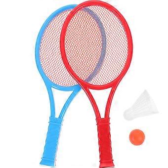 1 Set Tennis Racket Toys Outdoor Props Plastic Exercise Toy Kids Accessories for Boys Girls with 2 Balls Random Color