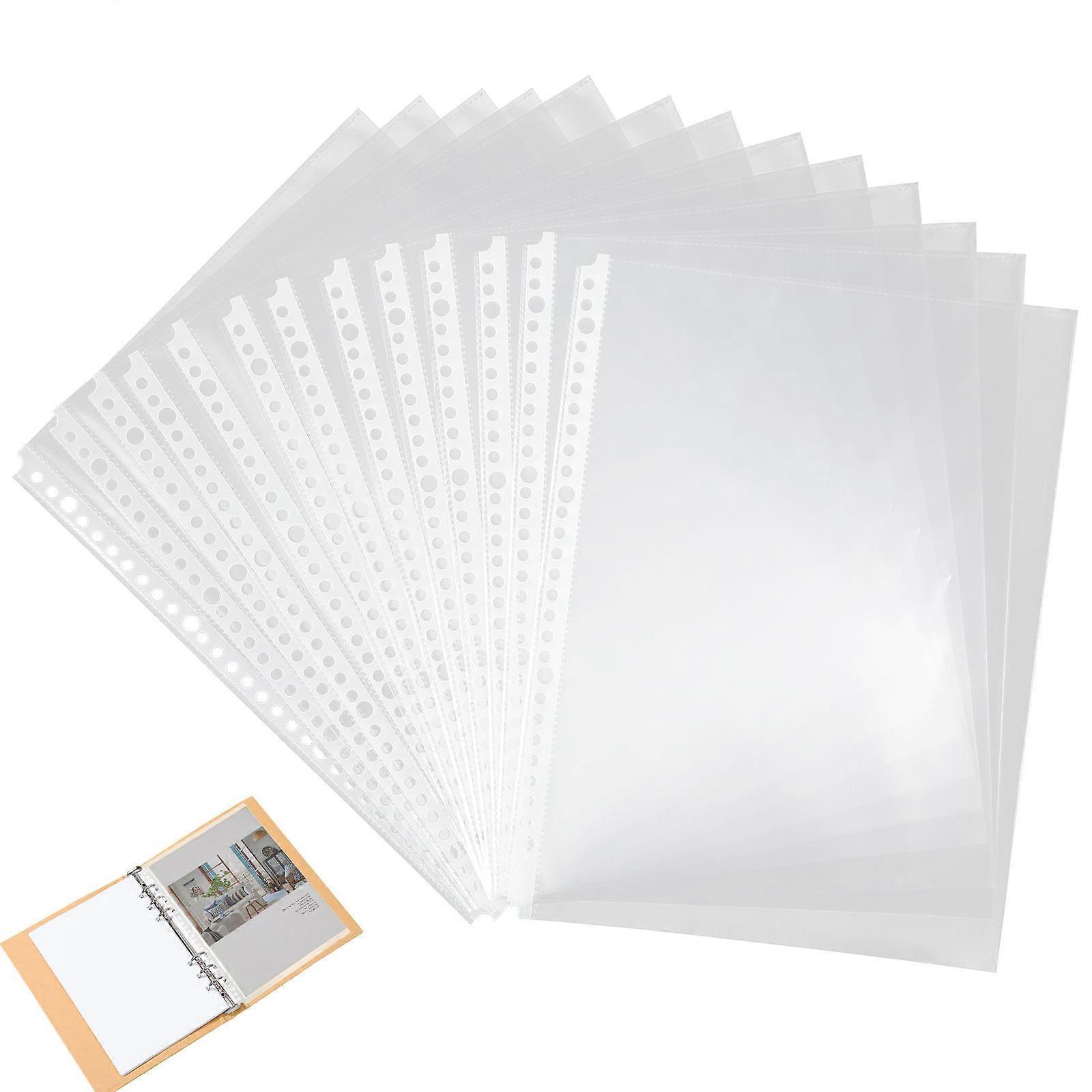 100Pcs Binder Pockets Practical Binder Loose Leaf Bags Clear A4 Files Protector