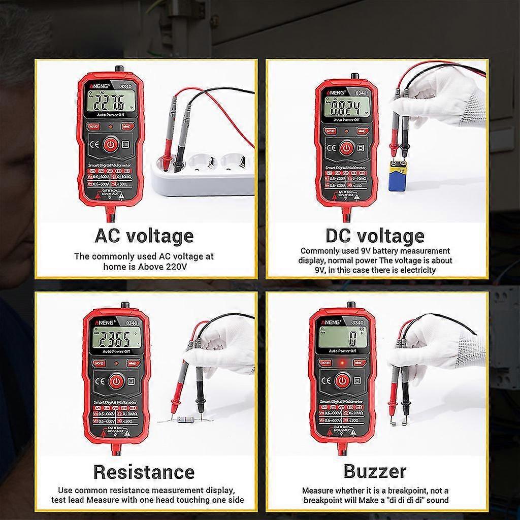 Digital Multimeter Trms 2000 Counts Volt Meter Ohmmeter Auto-Ranging Tester