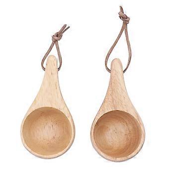 2 stks Camping Mok Drinken Theekopje Rubber Hout Mini Draagbaar 25ML Voor Wandelen Picknick