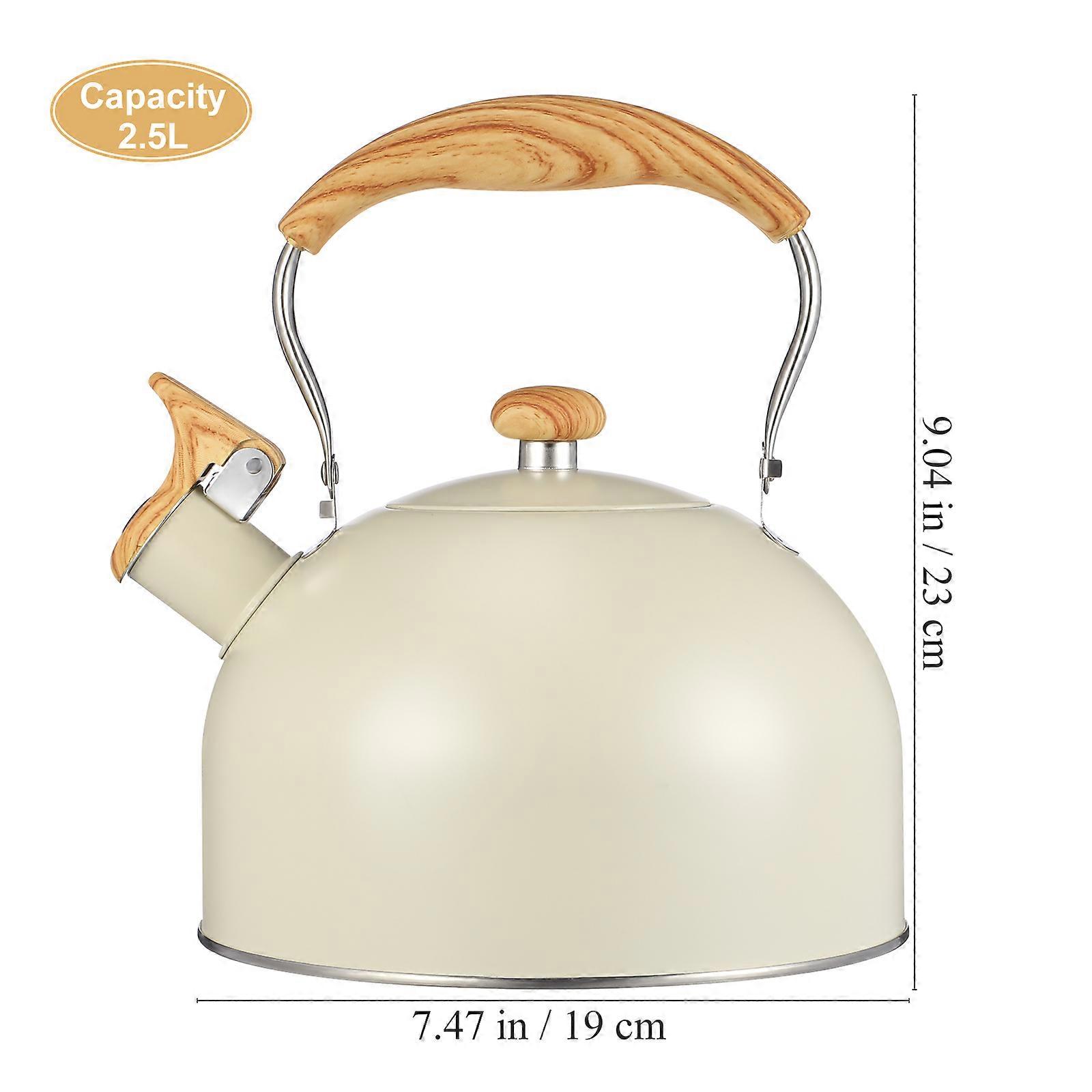 1Pc 2.5L Flat Bottom Kitchenware Whistling Kettle Sounding Kettle (Beige)