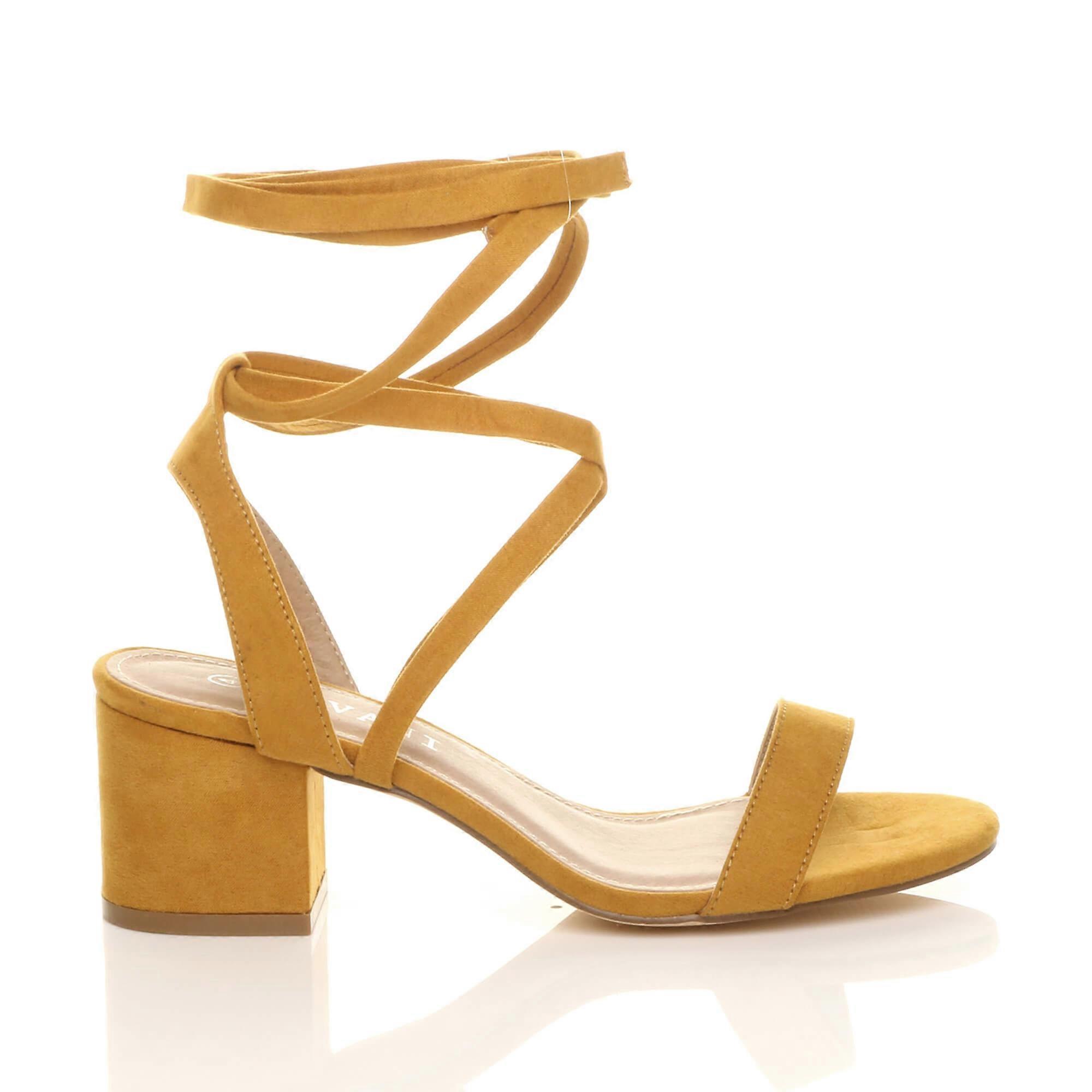 Mid Block Heel Tie Up Sandals