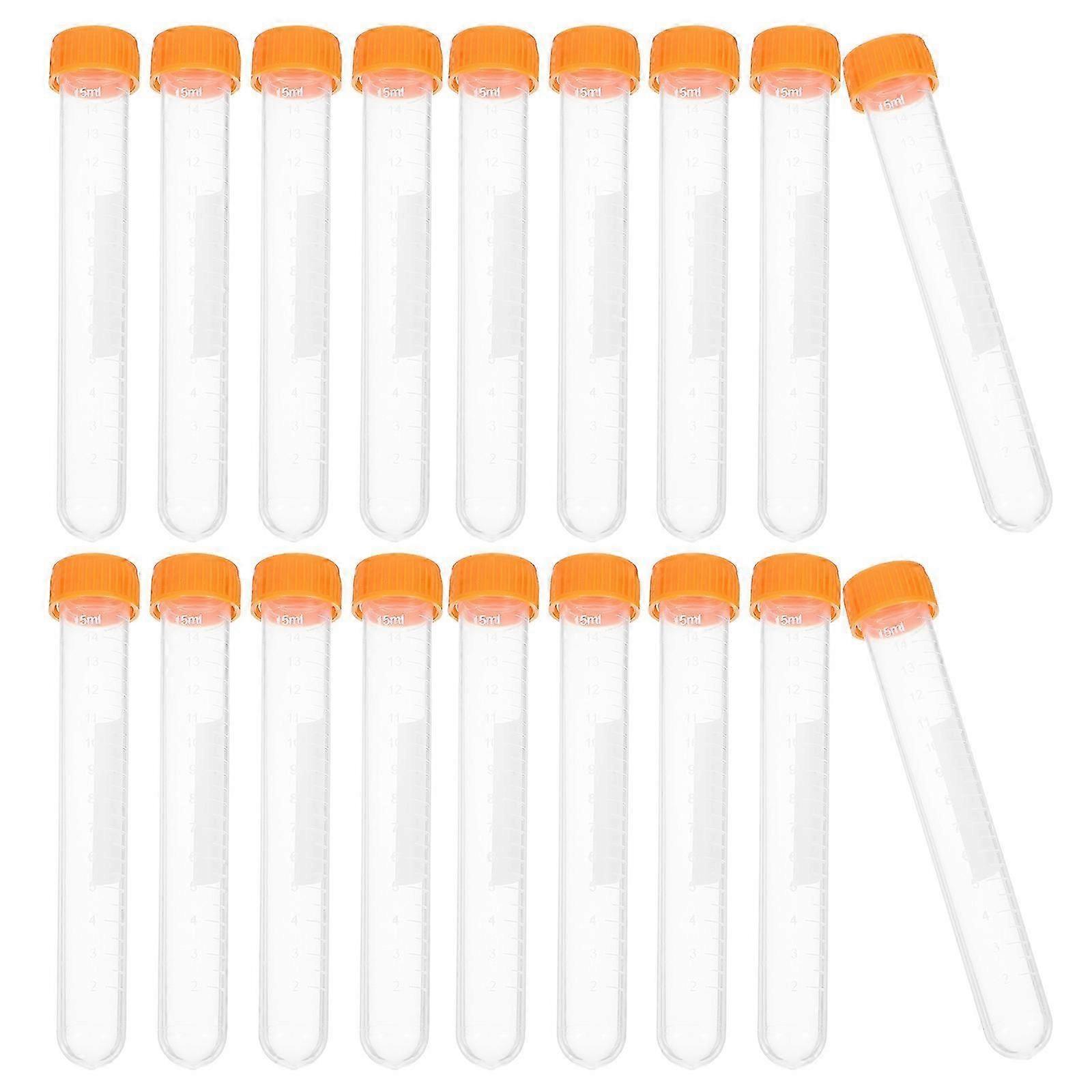 20pcs 15ml Sample Test Tubes Plastic Tubes with Lids Small Liquid Vial Storage Bottles