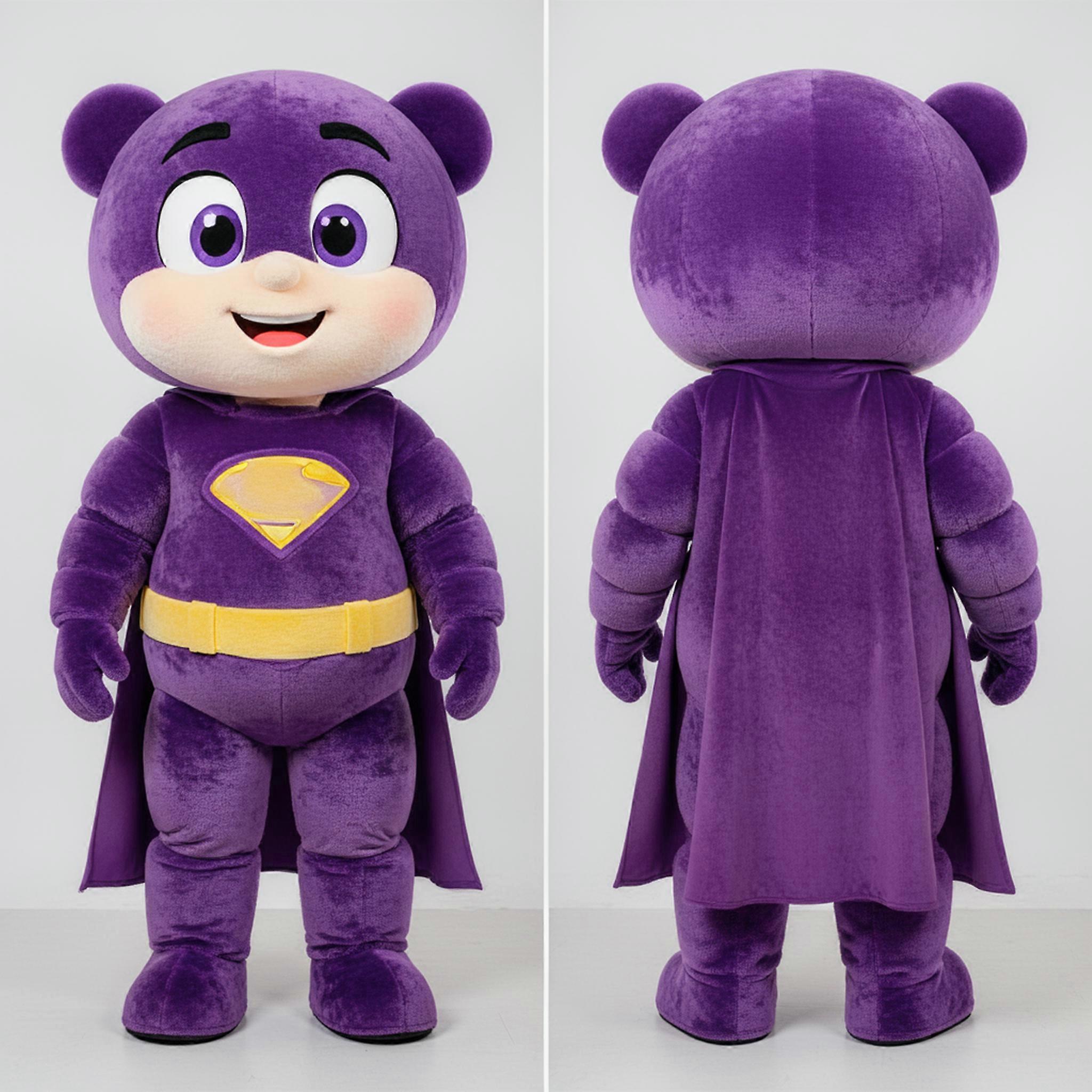 MASTICOT Purple Broad Shouldered Superhero Mascot