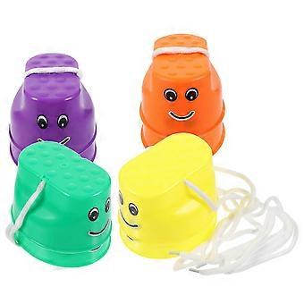 Plastic Bucket Stilts for Kids, Adjustable Rope Walking Cups Stilts Toys 4 Pairs