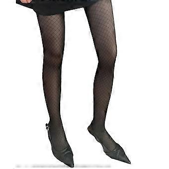 Womens Rhombus Plaids Patterned Sheer Silk Tights Stockings Aesthetic Vintage Thin Jacquard Black Pantyhose Leggings L