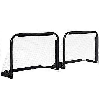 Juego de 2 porterías de fútbol plegables con estructura metálica para niños y adultos, para jardín, 90 x 36 x 60 cm, color negro.