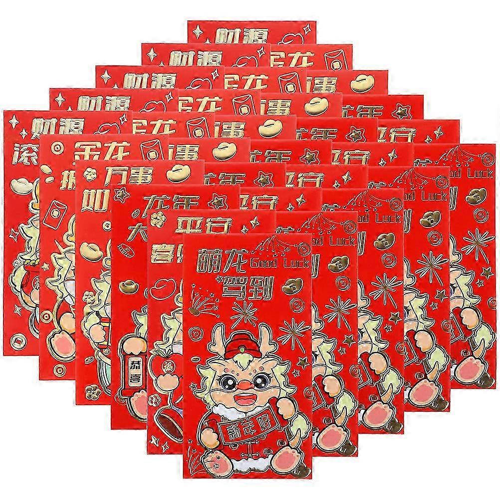 36Pcs Red Packets Set Dragon Paper Envelopes for Gift Presentation