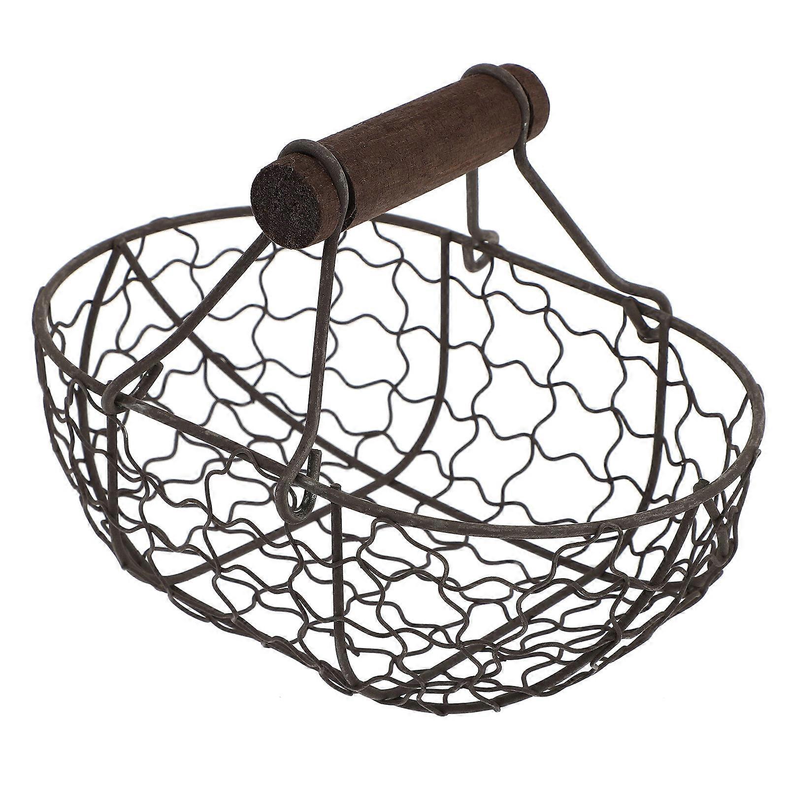 Practical Iron Handheld Fruit Bread Basket 2Pcs for Storage Use and Serving